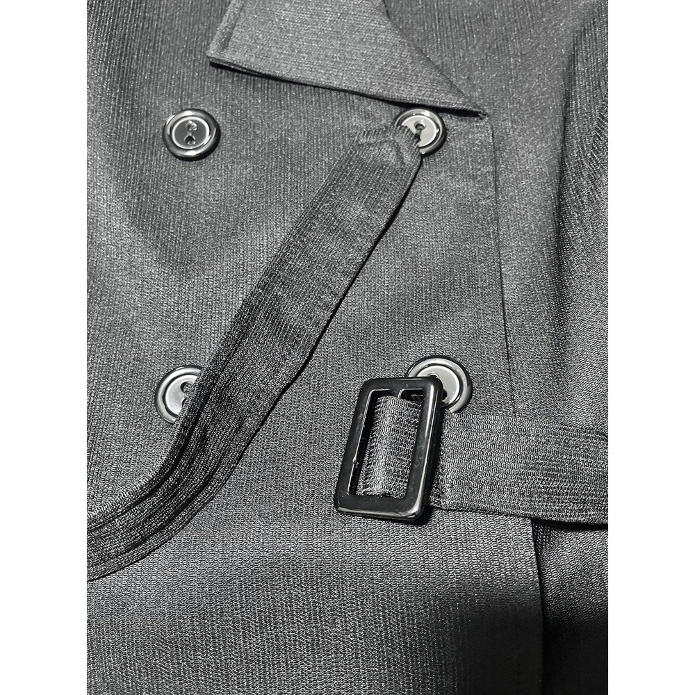 Giorgio Sant' Angelo Black Lined Belted Blazer Button Classic Size 12 Petite - Picture 5 of 8